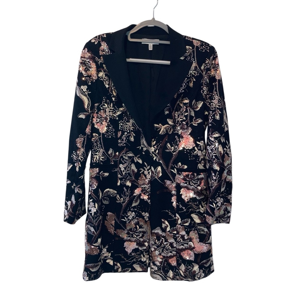 Dress the population XL floral embroidered sequin blazer